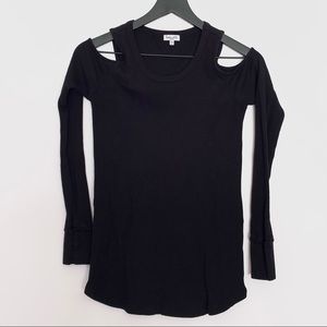 Splendid Thermal Cold Shoulder Long Sleeve Top